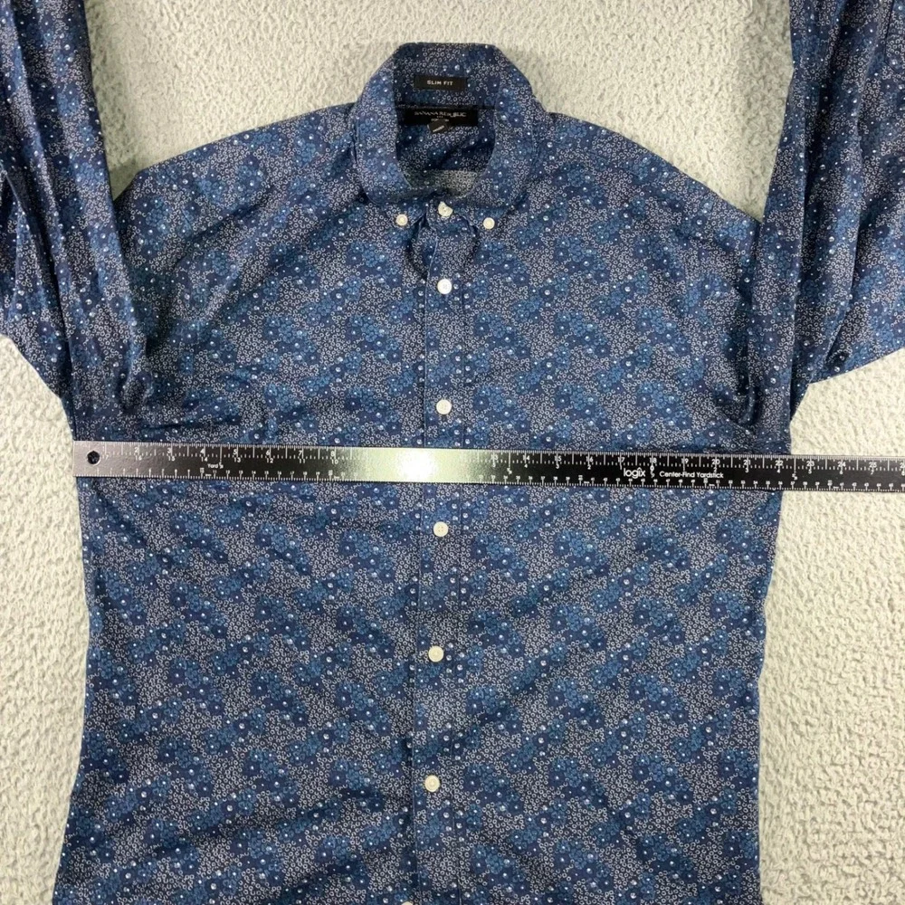 Banana Republic Shirt Men L Slim Fit Non Iron Abstract‎ Geometric Preppy Casual